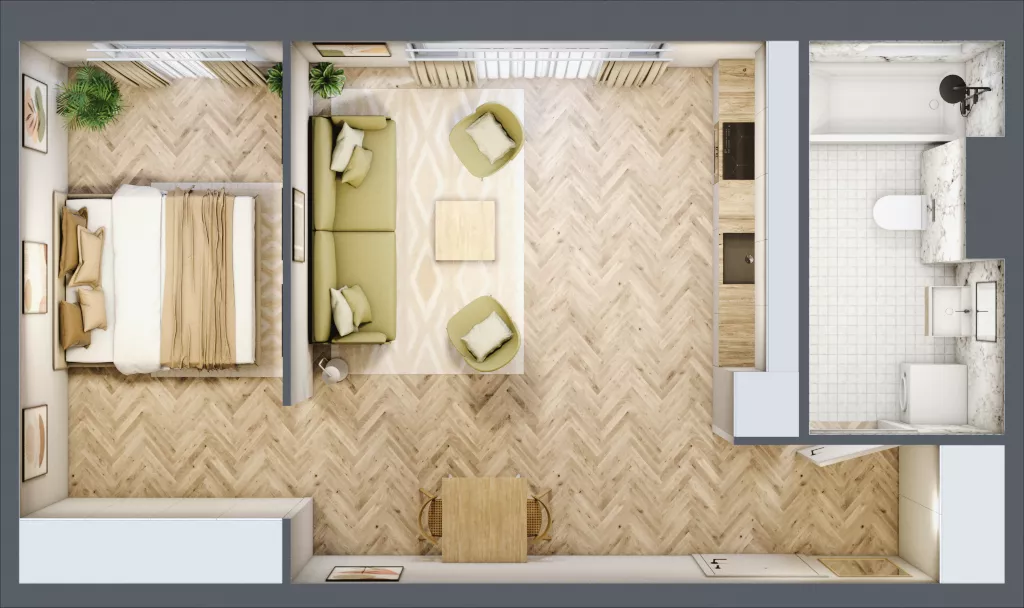 1 pokój, mieszkanie 44,82 m², piętro 1, oferta nr 4.11, Nowe Zabrze, Zabrze, Centrum Północ, ul. Koźlika