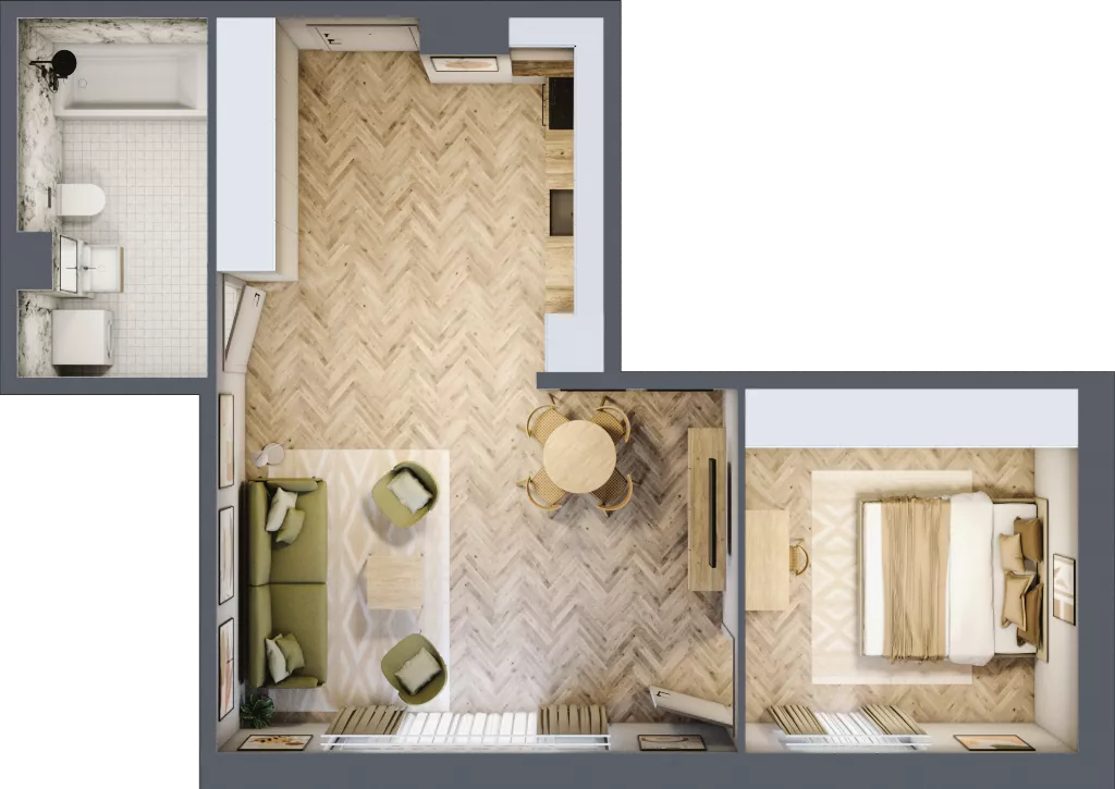 2 pokoje, mieszkanie 54,32 m², parter, oferta nr 4.1, Nowe Zabrze, Zabrze, Centrum Północ, ul. Koźlika