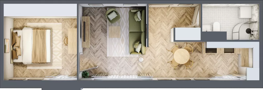 2 pokoje, mieszkanie 43,75 m², piętro 3, oferta nr 4.22, Nowe Zabrze, Zabrze, Centrum Północ, ul. Koźlika