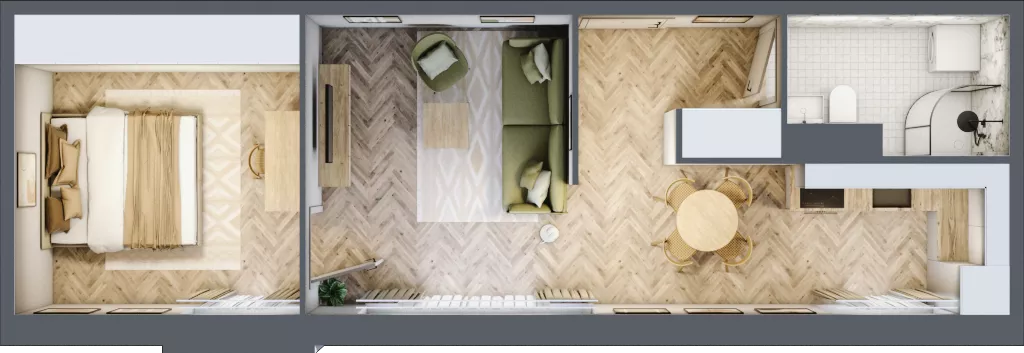 2 pokoje, mieszkanie 43,74 m², piętro 1, oferta nr 6.8, Nowe Zabrze, Zabrze, Centrum Północ, ul. Koźlika