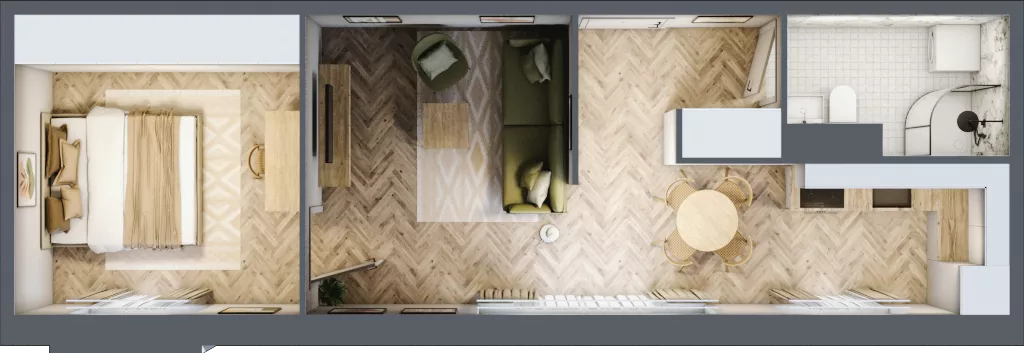 2 pokoje, mieszkanie 43,75 m², piętro 2, oferta nr 6.15, Nowe Zabrze, Zabrze, Centrum Północ, ul. Koźlika