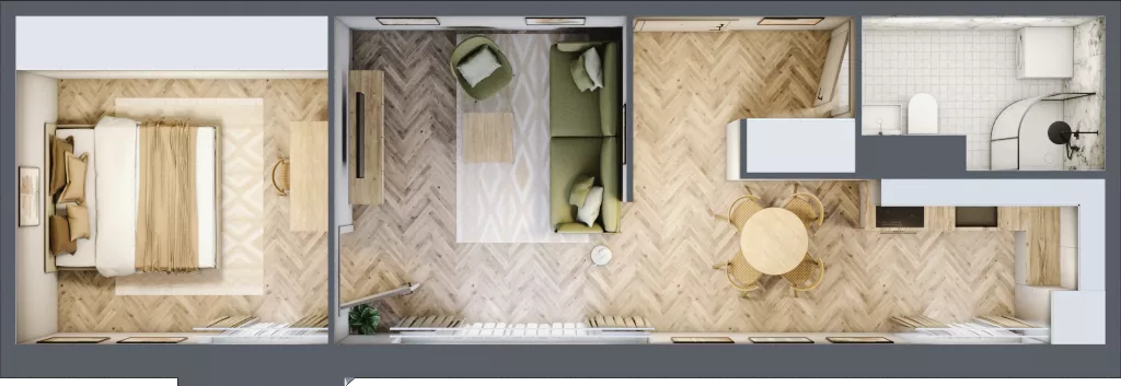 2 pokoje, mieszkanie 43,68 m², piętro 3, oferta nr 6.22, Nowe Zabrze, Zabrze, Centrum Północ, ul. Koźlika