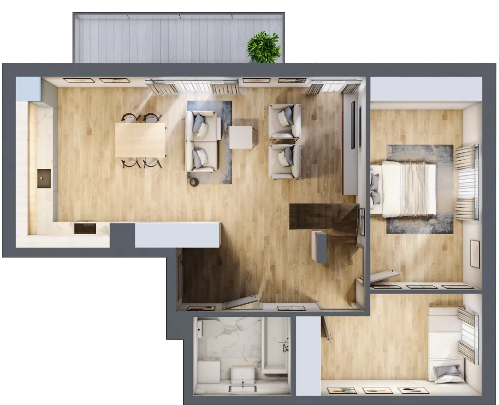 4 pokoje, mieszkanie 84,78 m², piętro 2, oferta nr A3.2M01, ROSA Residence, Gdańsk, Ujeścisko-Łostowice, Ujeścisko, ul. Śliwkowa