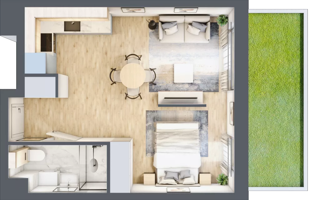 1 pokój, mieszkanie 33,84 m², parter, oferta nr C.0M04, Foresteria, Gdynia, Wielki Kack, Kacze Buki, ul. Bieszczadzka