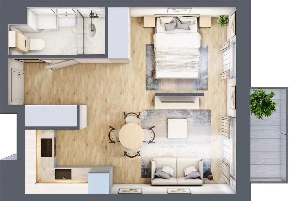 1 pokój, mieszkanie 33,80 m², piętro 3, oferta nr C.3M10, Foresteria, Gdynia, Wielki Kack, Kacze Buki, ul. Bieszczadzka