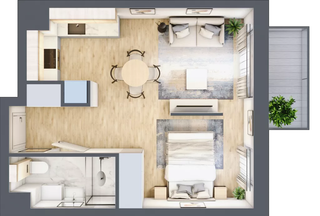 1 pokój, mieszkanie 33,35 m², piętro 5, oferta nr C.5M07, Foresteria, Gdynia, Wielki Kack, Kacze Buki, ul. Bieszczadzka