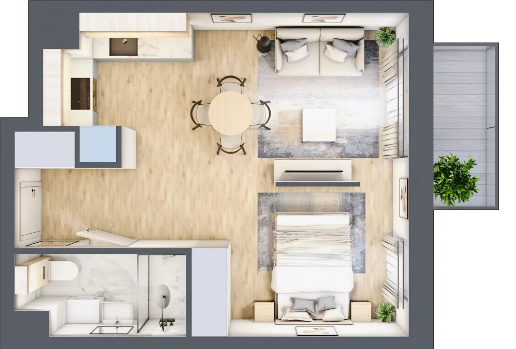 1 pokój, mieszkanie 33,71 m², piętro 5, oferta nr C.5M04, Foresteria, Gdynia, Wielki Kack, Kacze Buki, ul. Bieszczadzka