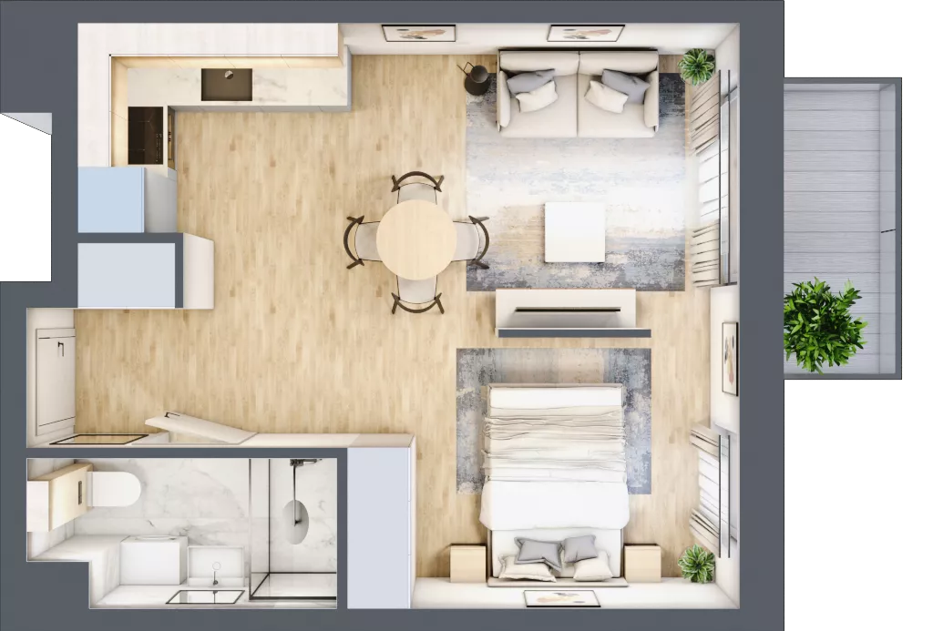 1 pokój, mieszkanie 33,84 m², piętro 5, oferta nr C.5M05, Foresteria, Gdynia, Wielki Kack, Kacze Buki, ul. Bieszczadzka