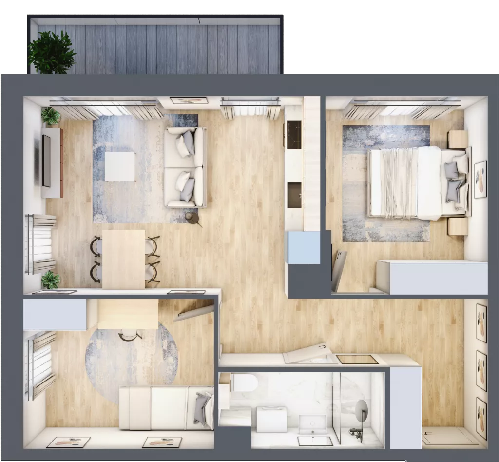 3 pokoje, mieszkanie 55,30 m², piętro 5, oferta nr C.5M03, Foresteria, Gdynia, Wielki Kack, Kacze Buki, ul. Bieszczadzka