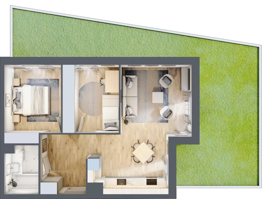 3 pokoje, mieszkanie 58,63 m², parter, oferta nr D.0M05, Piątkowo Residence, Poznań, Piątkowo, Piątkowo, ul. Wojciechowskiego