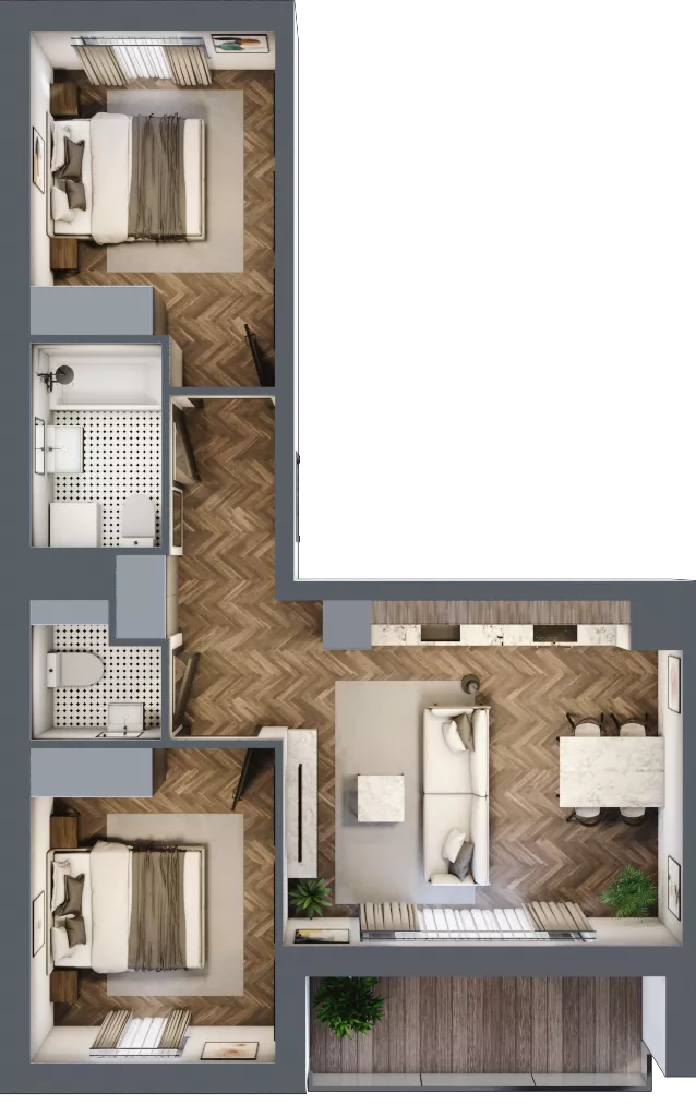 3 pokoje, mieszkanie 55,68 m², piętro 7, oferta nr E.7M13, Nowa Wałowa, Gdańsk, Śródmieście, ul. Stępkarska / Wiosna Ludów