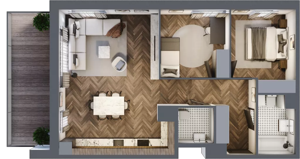 3 pokoje, mieszkanie 69,51 m², piętro 7, oferta nr E.7M09, Nowa Wałowa, Gdańsk, Śródmieście, ul. Stępkarska / Wiosna Ludów