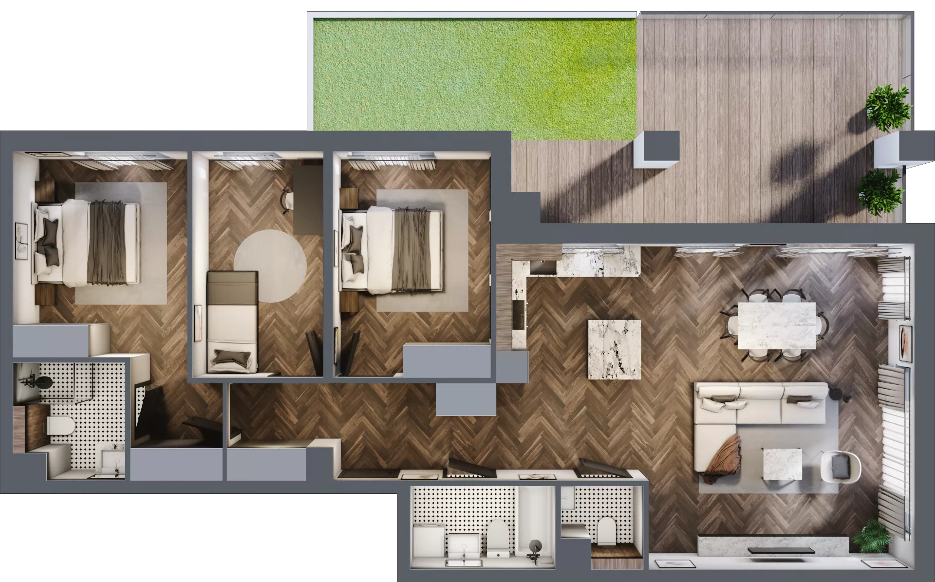 4 pokoje, mieszkanie 98,39 m², piętro 1, oferta nr E.1M17, Nowa Wałowa, Gdańsk, Śródmieście, ul. Stępkarska / Wiosna Ludów