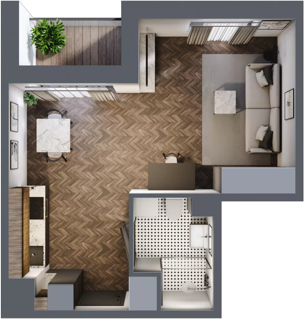 1 pokój, mieszkanie 33,52 m², piętro 7, oferta nr E.7M10, Nowa Wałowa, Gdańsk, Śródmieście, ul. Stępkarska / Wiosna Ludów