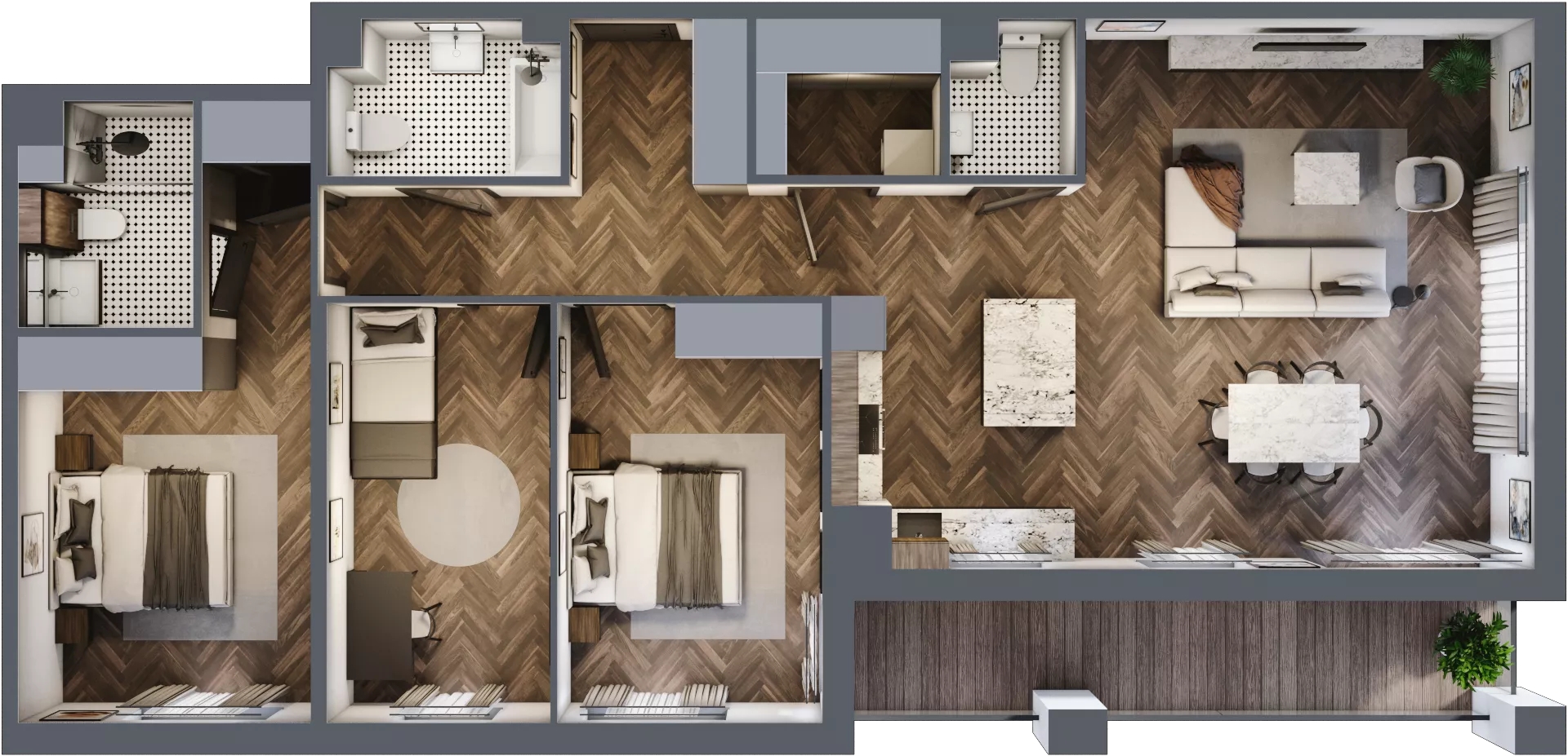 4 pokoje, mieszkanie 106,45 m², piętro 3, oferta nr E.3M01, Nowa Wałowa, Gdańsk, Śródmieście, ul. Stępkarska / Wiosna Ludów