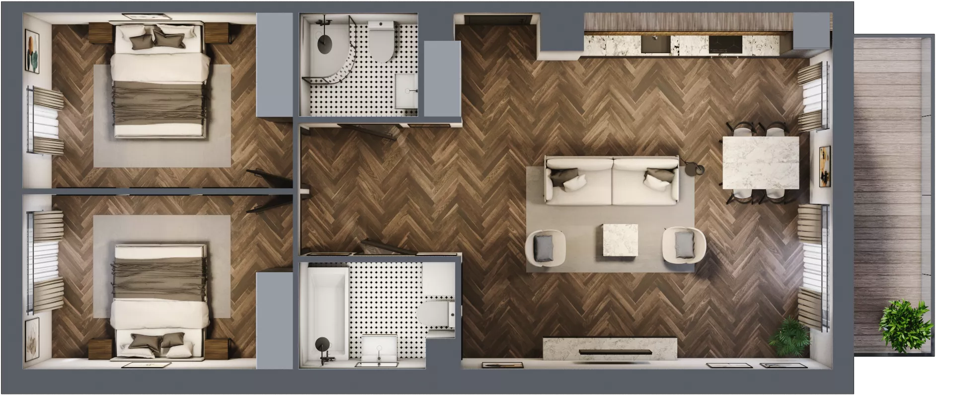 3 pokoje, mieszkanie 73,85 m², piętro 2, oferta nr E.2M04, Nowa Wałowa, Gdańsk, Śródmieście, ul. Stępkarska / Wiosna Ludów