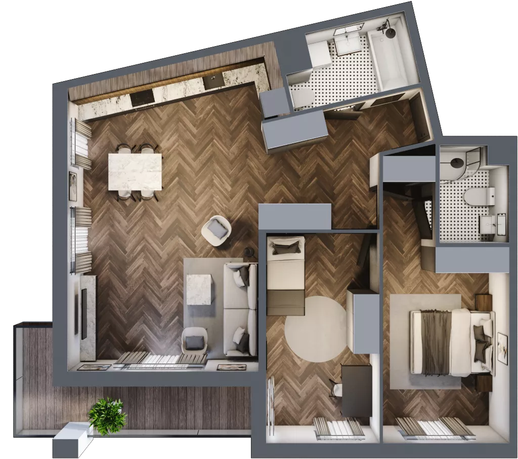 3 pokoje, mieszkanie 77,41 m², piętro 3, oferta nr E.3M07, Nowa Wałowa, Gdańsk, Śródmieście, ul. Stępkarska / Wiosna Ludów