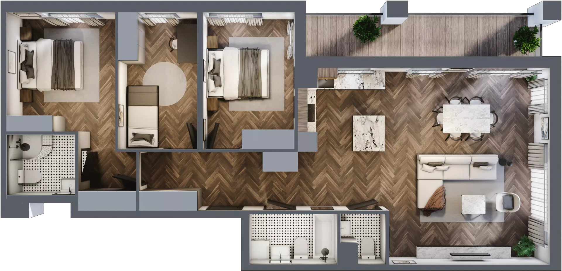 4 pokoje, mieszkanie 97,43 m², piętro 4, oferta nr E.4M25, Nowa Wałowa, Gdańsk, Śródmieście, ul. Stępkarska / Wiosna Ludów