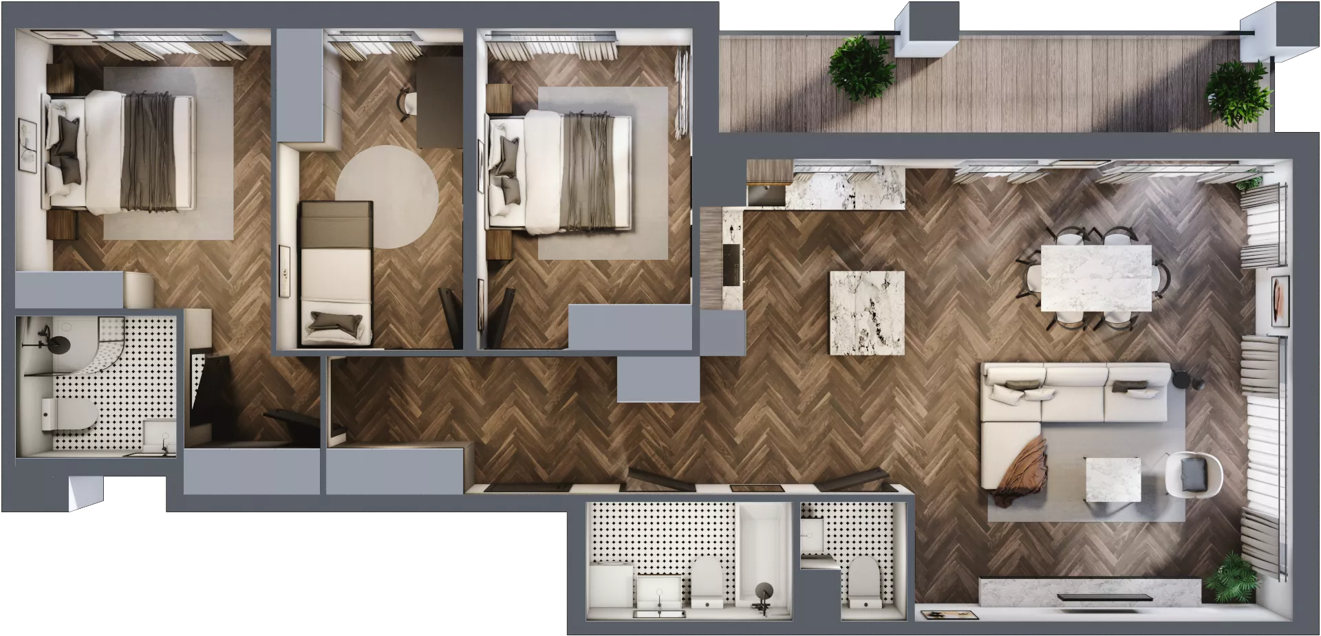 4 pokoje, mieszkanie 97,43 m², piętro 3, oferta nr E.3M25, Nowa Wałowa, Gdańsk, Śródmieście, ul. Stępkarska / Wiosna Ludów