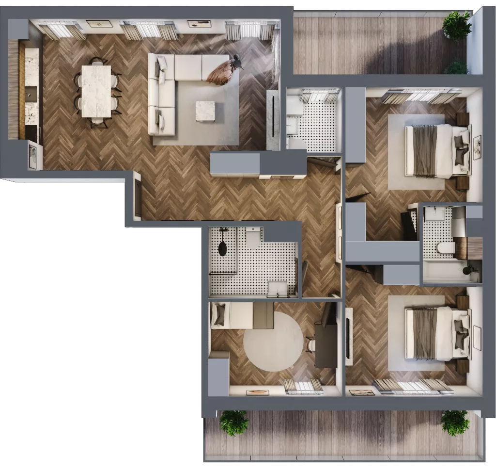 4 pokoje, mieszkanie 102,42 m², piętro 7, oferta nr E.7M03, Nowa Wałowa, Gdańsk, Śródmieście, ul. Stępkarska / Wiosna Ludów