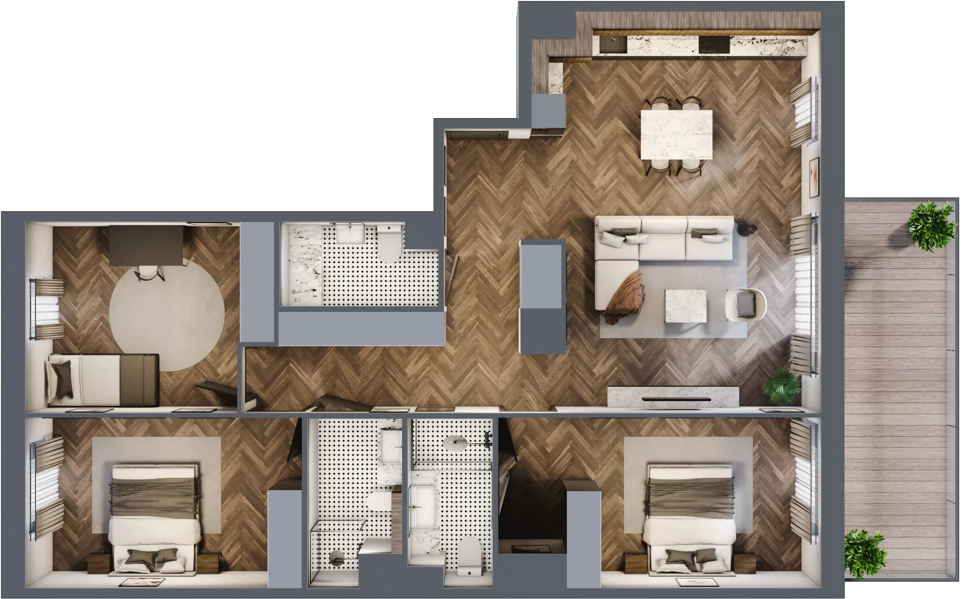 4 pokoje, mieszkanie 104,29 m², piętro 7, oferta nr E.7M07, Nowa Wałowa, Gdańsk, Śródmieście, ul. Stępkarska / Wiosna Ludów