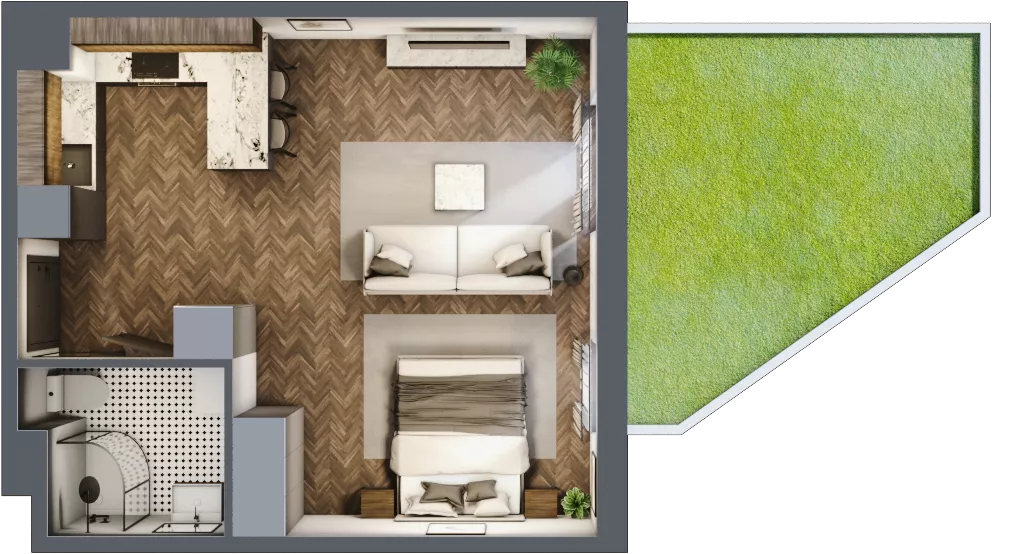 1 pokój, mieszkanie 37,74 m², piętro 1, oferta nr E.1M24, Nowa Wałowa, Gdańsk, Śródmieście, ul. Stępkarska / Wiosna Ludów