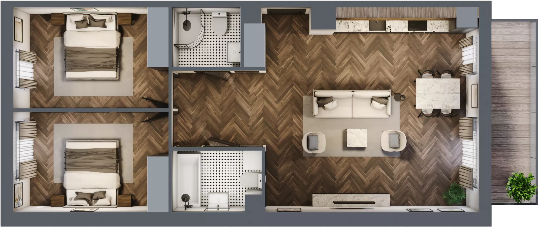 3 pokoje, mieszkanie 73,85 m², piętro 3, oferta nr E.3M04, Nowa Wałowa, Gdańsk, Śródmieście, ul. Stępkarska / Wiosna Ludów