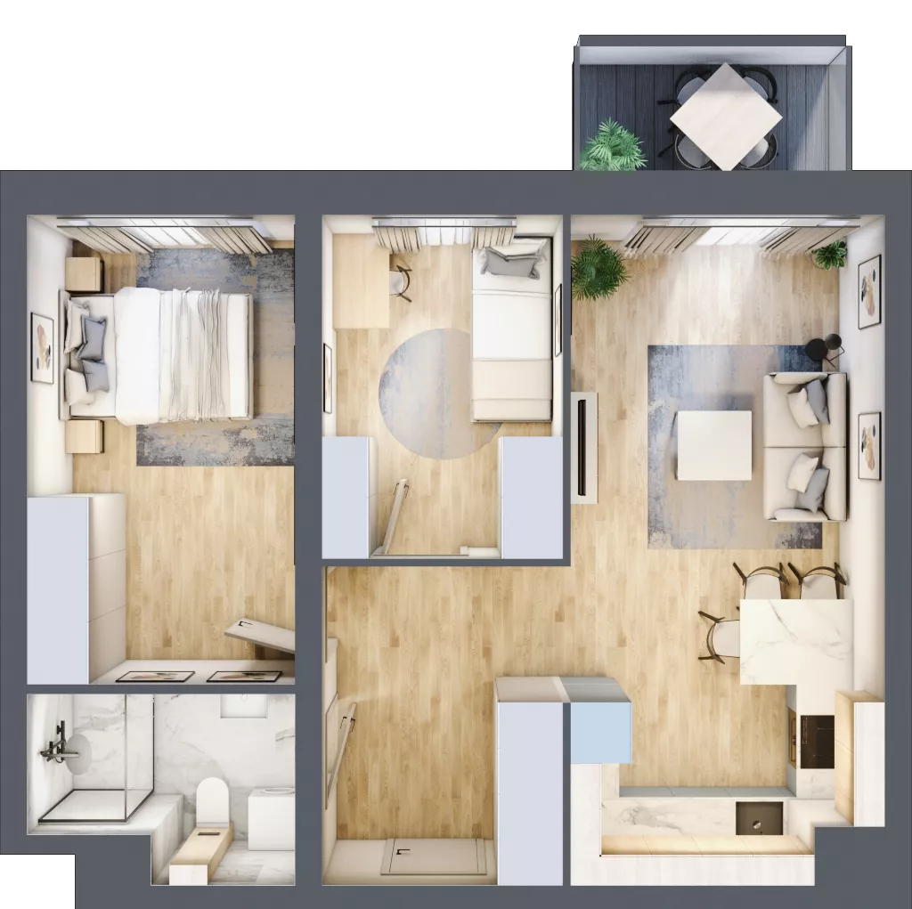 3 pokoje, mieszkanie 51,95 m², piętro 1, oferta nr A1/1/6, Metr Kwadrat, Wrocław, Nowy Dwór, ul. Nowodworska 17B
