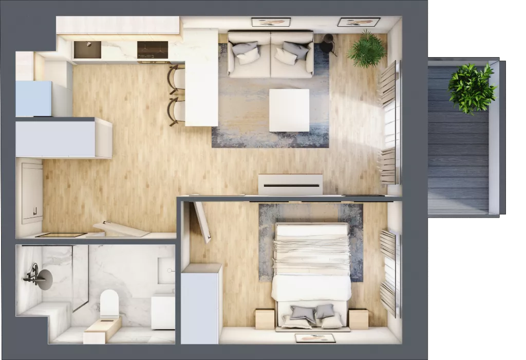 2 pokoje, mieszkanie 35,24 m², piętro 2, oferta nr A1/2/10, Metr Kwadrat, Wrocław, Nowy Dwór, ul. Nowodworska 17B