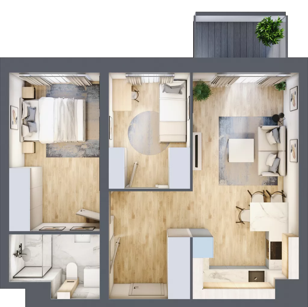 3 pokoje, mieszkanie 52,03 m², piętro 3, oferta nr A1/3/6, Metr Kwadrat, Wrocław, Nowy Dwór, ul. Nowodworska 17B