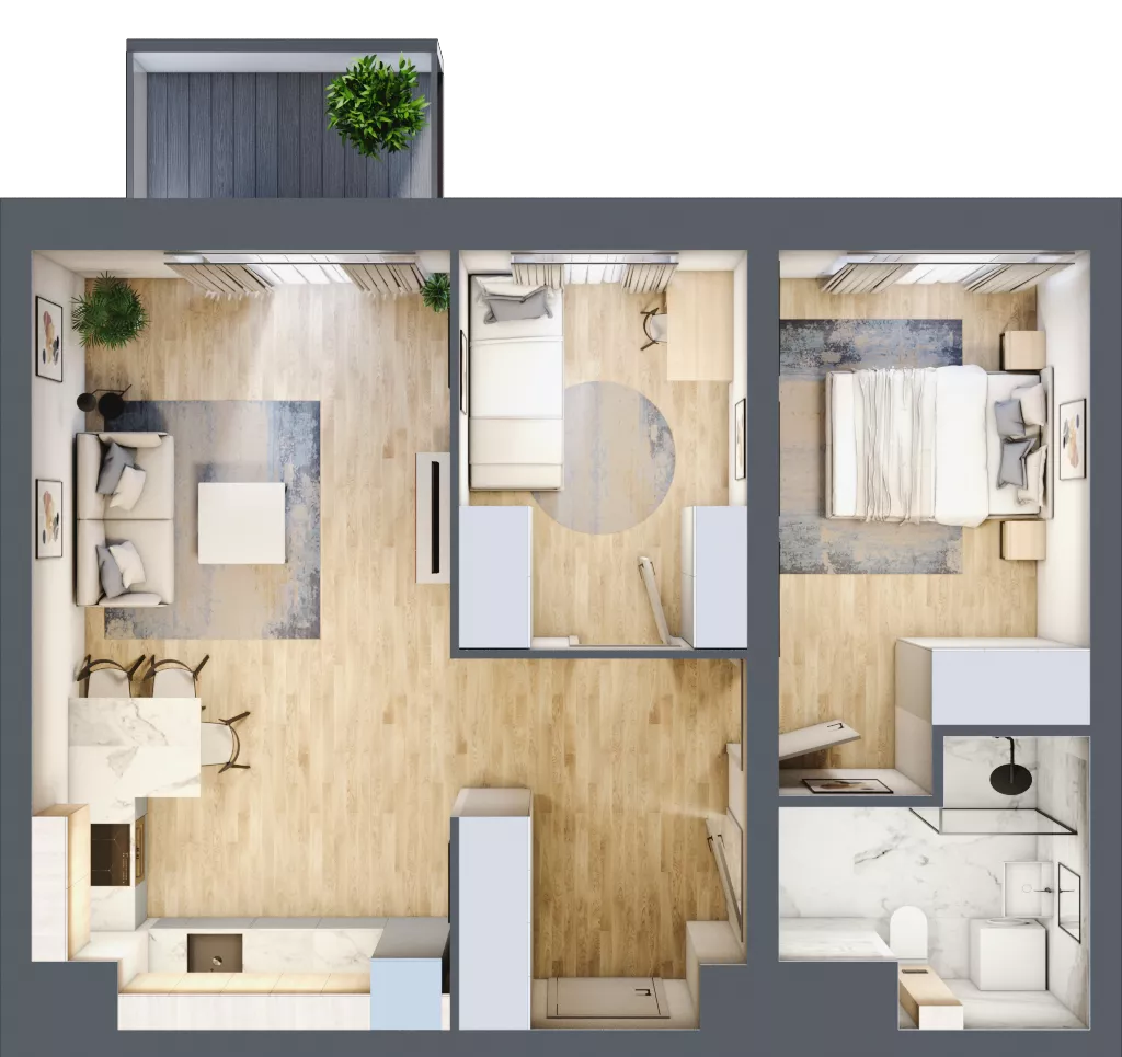 3 pokoje, mieszkanie 55,10 m², piętro 4, oferta nr A1/4/7, Metr Kwadrat, Wrocław, Nowy Dwór, ul. Nowodworska 17B