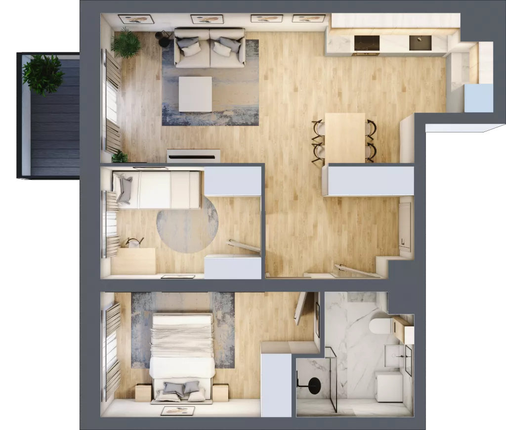 3 pokoje, mieszkanie 56,04 m², piętro 4, oferta nr A1/4/8, Metr Kwadrat, Wrocław, Nowy Dwór, ul. Nowodworska 17B