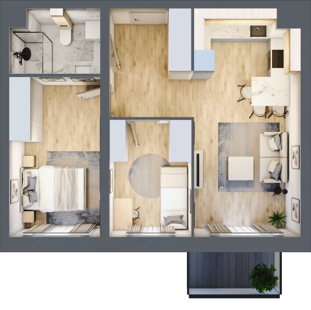 3 pokoje, mieszkanie 52,24 m², piętro 5, oferta nr A1/5/3, Metr Kwadrat, Wrocław, Nowy Dwór, ul. Nowodworska 17B