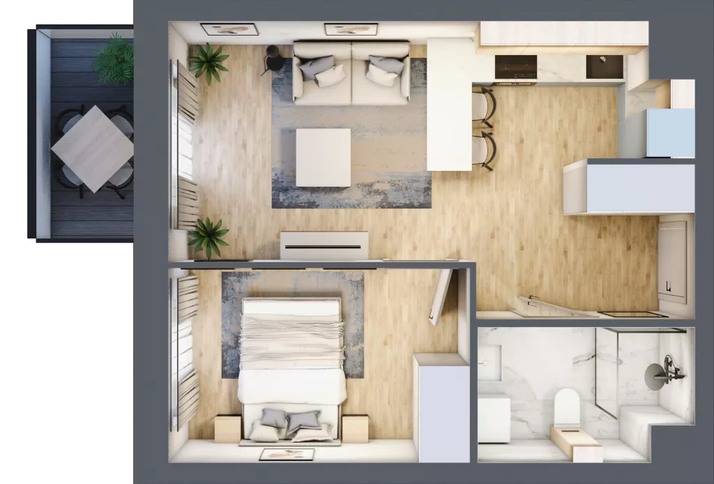 2 pokoje, mieszkanie 34,70 m², piętro 1, oferta nr A2/1/6, Metr Kwadrat, Wrocław, Nowy Dwór, ul. Nowodworska 17B