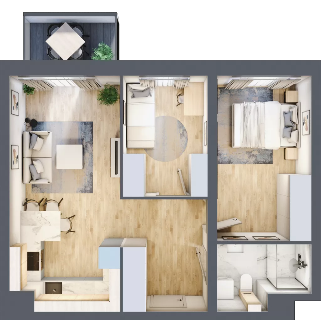 3 pokoje, mieszkanie 51,92 m², piętro 1, oferta nr A2/1/8, Metr Kwadrat, Wrocław, Nowy Dwór, ul. Nowodworska 17B