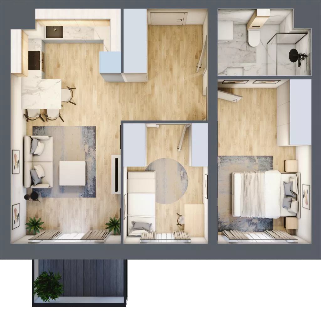 3 pokoje, mieszkanie 52,11 m², piętro 2, oferta nr A2/2/11, Metr Kwadrat, Wrocław, Nowy Dwór, ul. Nowodworska 17B