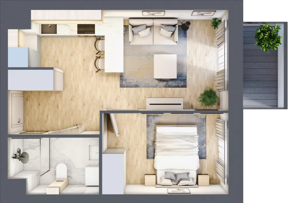 2 pokoje, mieszkanie 34,76 m², piętro 2, oferta nr A2/2/3, Metr Kwadrat, Wrocław, Nowy Dwór, ul. Nowodworska 17B