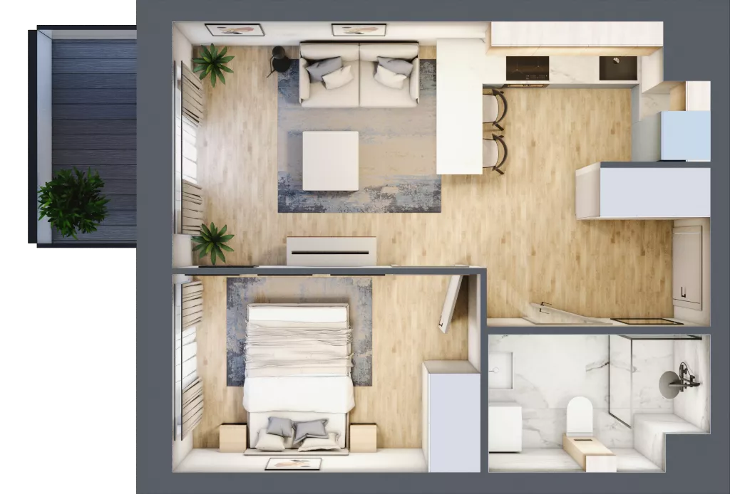 2 pokoje, mieszkanie 34,83 m², piętro 2, oferta nr A2/2/6, Metr Kwadrat, Wrocław, Nowy Dwór, ul. Nowodworska 17B