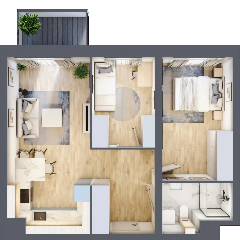3 pokoje, mieszkanie 51,93 m², piętro 2, oferta nr A2/2/8, Metr Kwadrat, Wrocław, Nowy Dwór, ul. Nowodworska 17B