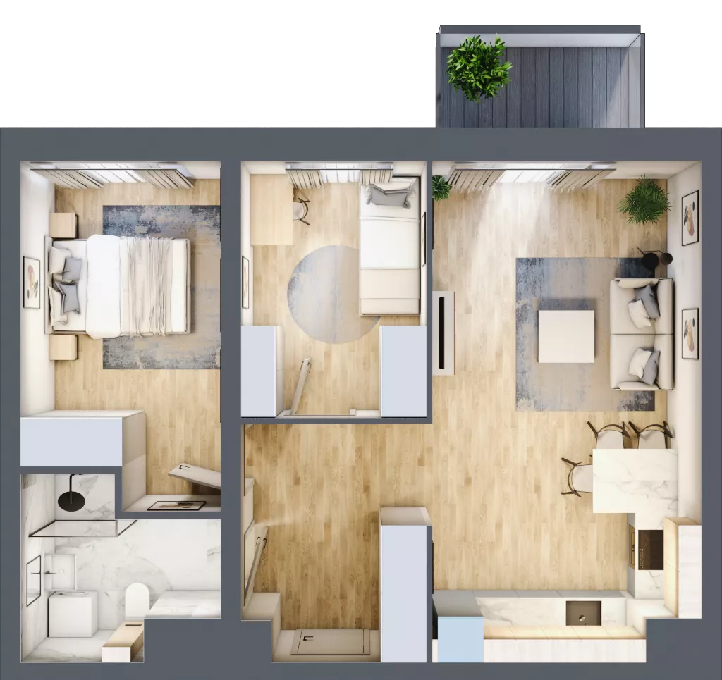 3 pokoje, mieszkanie 55,06 m², piętro 3, oferta nr A2/3/6, Metr Kwadrat, Wrocław, Nowy Dwór, ul. Nowodworska 17B