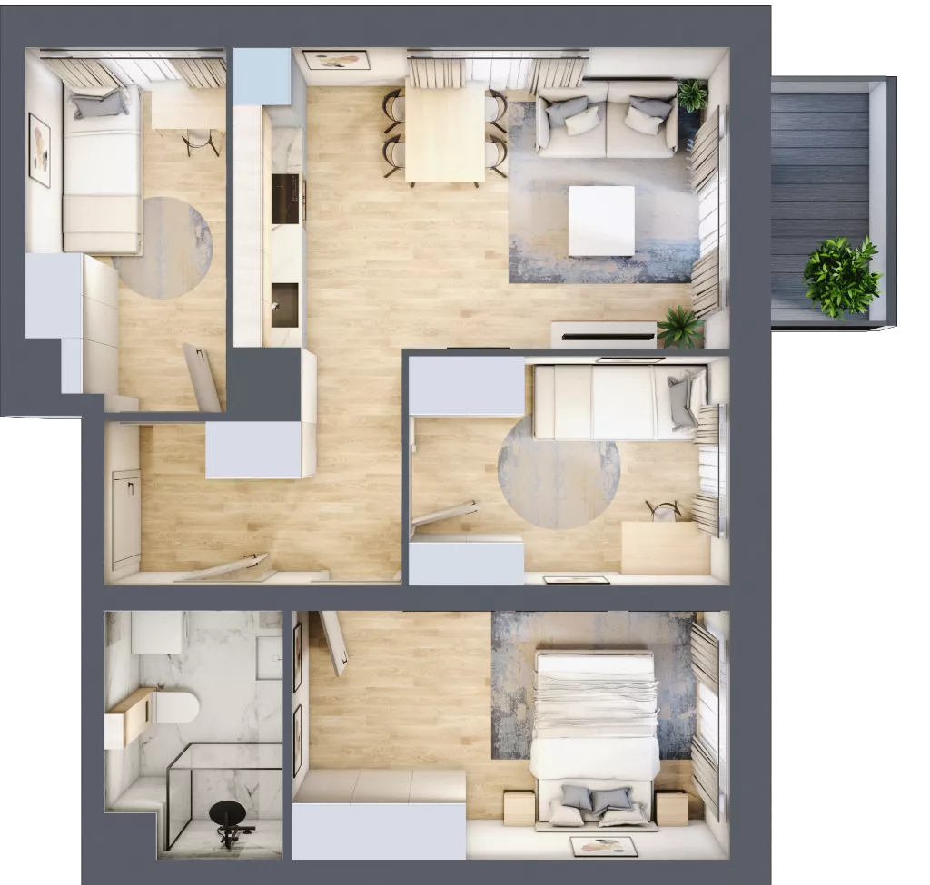 4 pokoje, mieszkanie 55,73 m², piętro 4, oferta nr A2/4/9, Metr Kwadrat, Wrocław, Nowy Dwór, ul. Nowodworska 17B