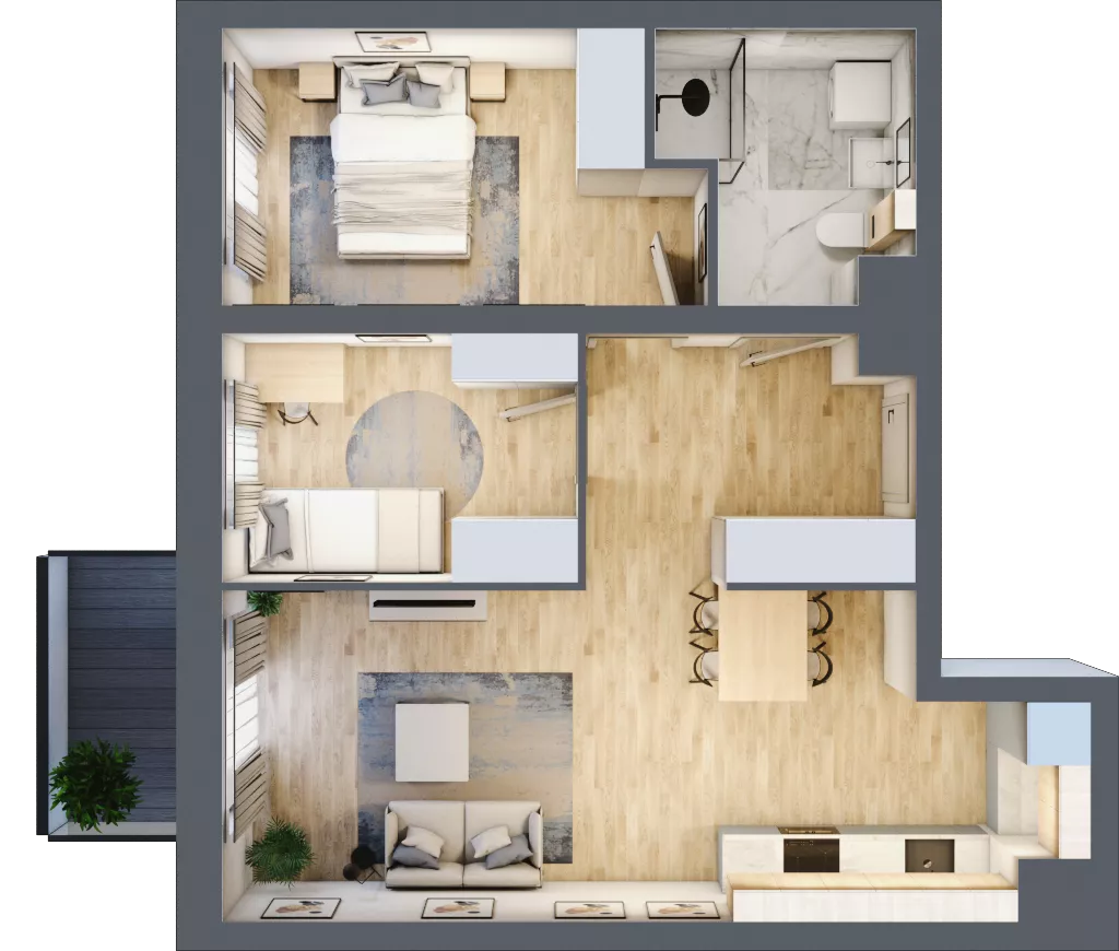 3 pokoje, mieszkanie 55,70 m², piętro 5, oferta nr A2/5/5, Metr Kwadrat, Wrocław, Nowy Dwór, ul. Nowodworska 17B