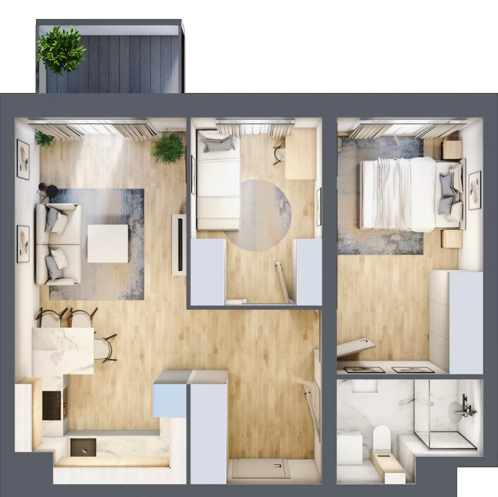 3 pokoje, mieszkanie 51,78 m², piętro 5, oferta nr A2/5/7, Metr Kwadrat, Wrocław, Nowy Dwór, ul. Nowodworska 17B