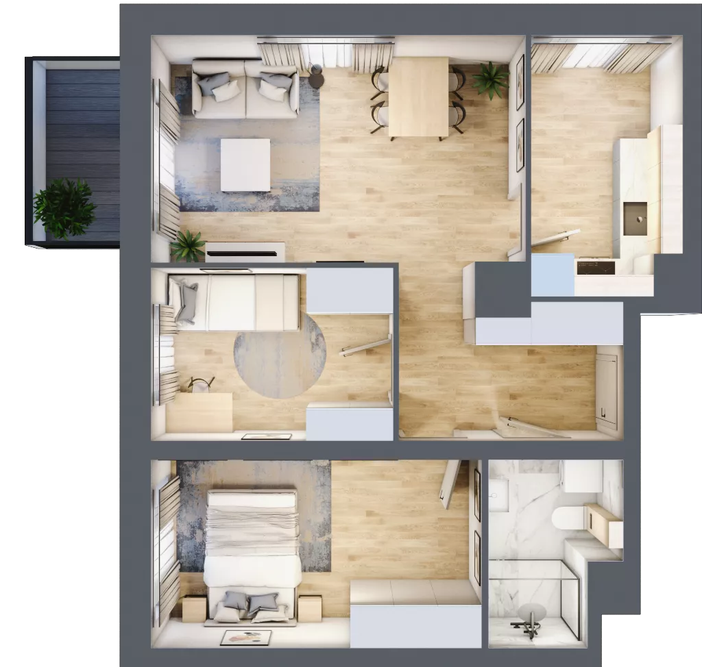 3 pokoje, mieszkanie 55,00 m², piętro 5, oferta nr A2/5/8, Metr Kwadrat, Wrocław, Nowy Dwór, ul. Nowodworska 17B