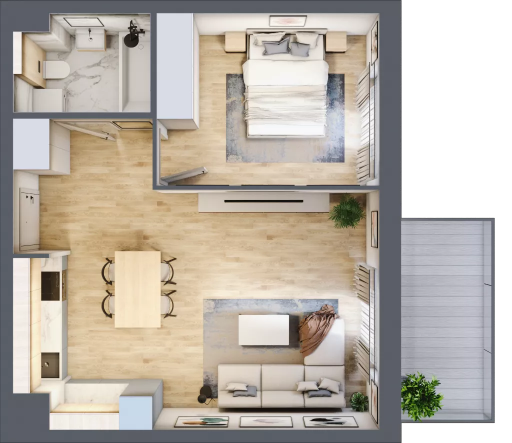 2 pokoje, mieszkanie 48,59 m², piętro 2, oferta nr 1_28, Ogrody Wiślane VI, Warszawa, Białołęka, Tarchomin, ul. Aluzyjna 12