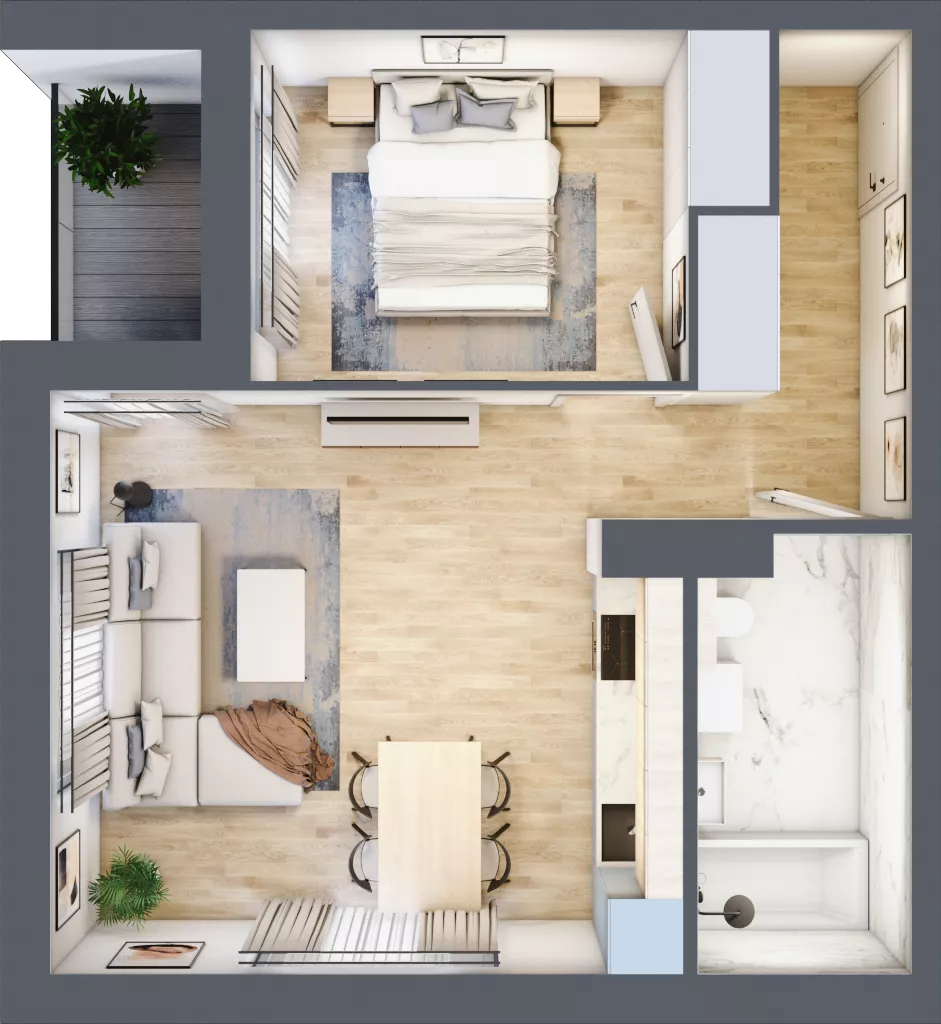 2 pokoje, mieszkanie 45,79 m², piętro 3, oferta nr 1_42, Ogrody Wiślane VI, Warszawa, Białołęka, Tarchomin, ul. Aluzyjna 12