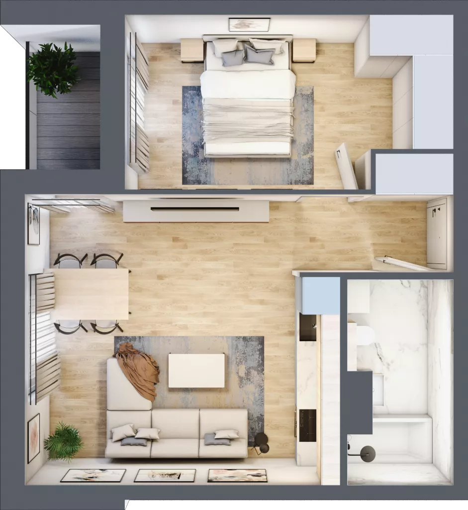 2 pokoje, mieszkanie 45,91 m², piętro 2, oferta nr 1_31, Ogrody Wiślane VI, Warszawa, Białołęka, Tarchomin, ul. Aluzyjna 12