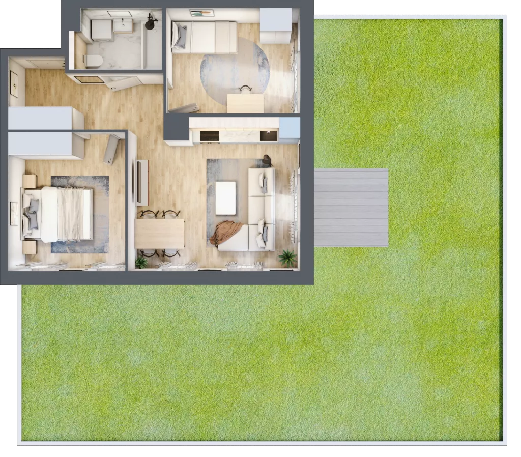 3 pokoje, mieszkanie 58,99 m², parter, oferta nr 1_5, Ogrody Wiślane VI, Warszawa, Białołęka, Tarchomin, ul. Aluzyjna 12