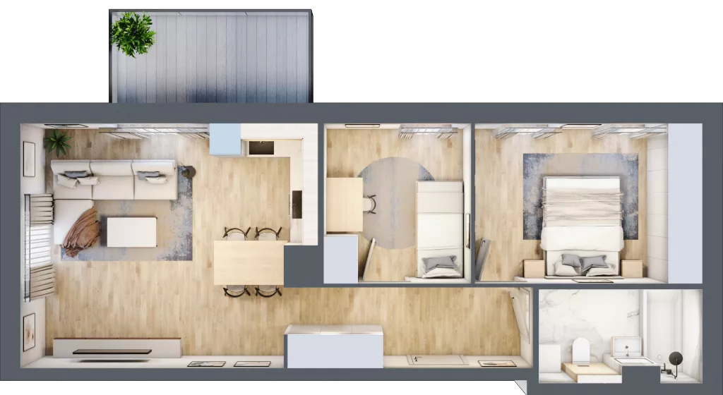 3 pokoje, mieszkanie 60,96 m², piętro 2, oferta nr 1_35, Ogrody Wiślane VI, Warszawa, Białołęka, Tarchomin, ul. Aluzyjna 12