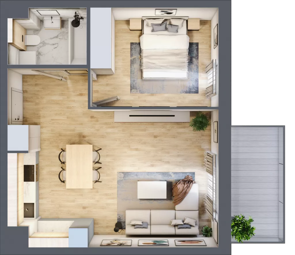2 pokoje, mieszkanie 48,59 m², piętro 2, oferta nr 1_26, Ogrody Wiślane VI, Warszawa, Białołęka, Tarchomin, ul. Aluzyjna 12